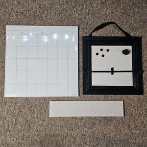 Magnetic Dry Erase Board & Calendar w/ Canvas Cork Board Bulletin Strip